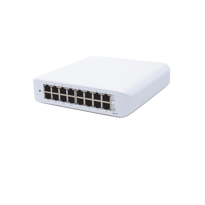 Switch UniFi Lite Administrable PoE de 16 Puertos 10/100/1000 Mbps (8 puertos 802.3af/at), 45 W