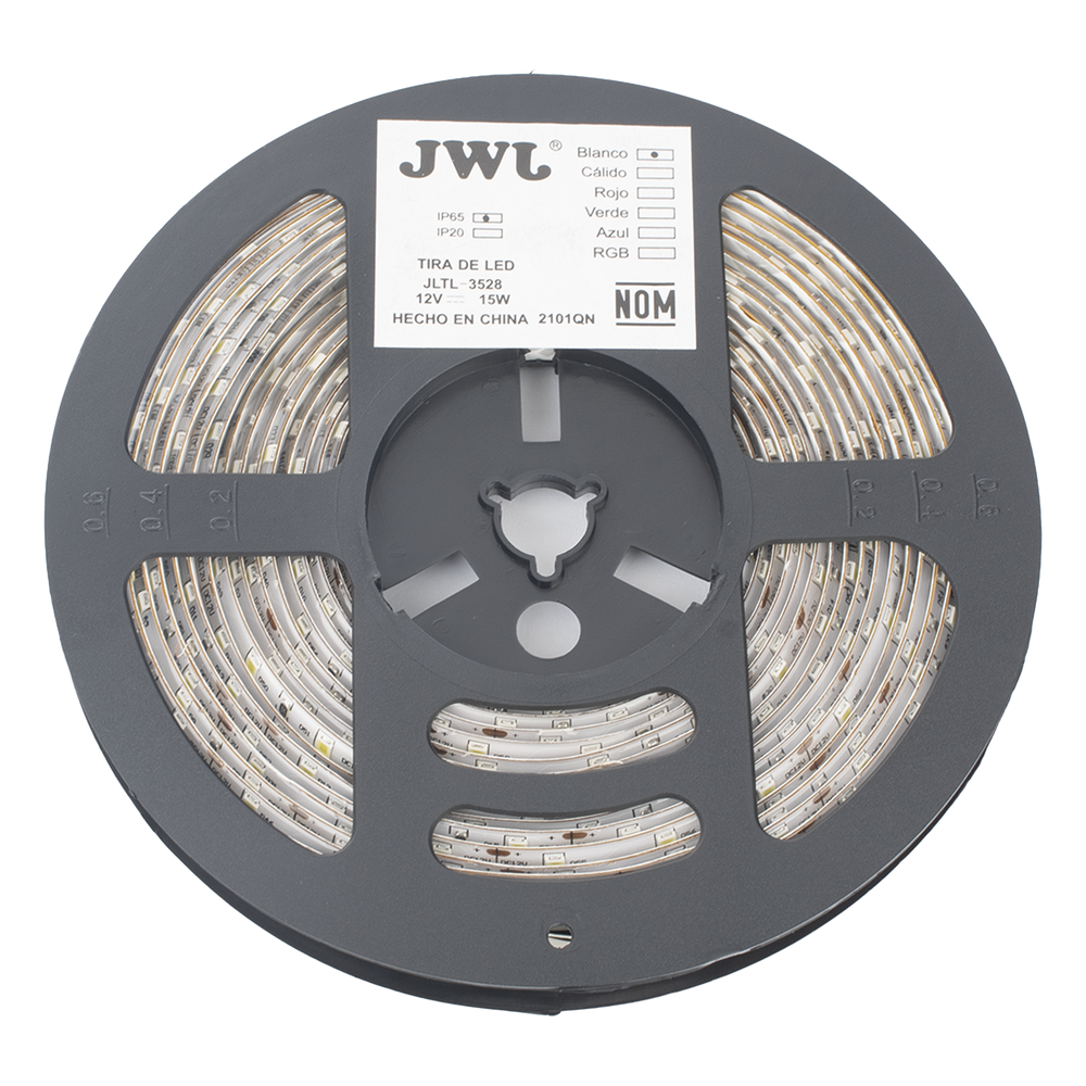 Tira Led de 5 m / Color Blanco / Uso Exterior / Potencia 15 W / 420 lm/ 12 V CD / IP 65.