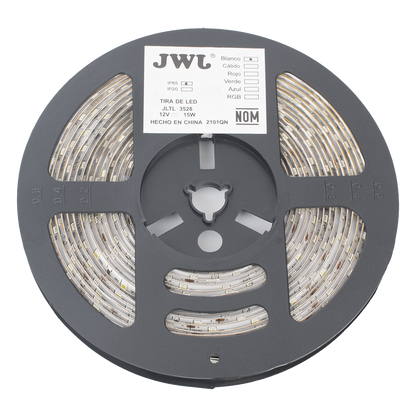 Tira Led de 5 m / Color Blanco / Uso Exterior / Potencia 15 W / 420 lm/ 12 V CD / IP 65.