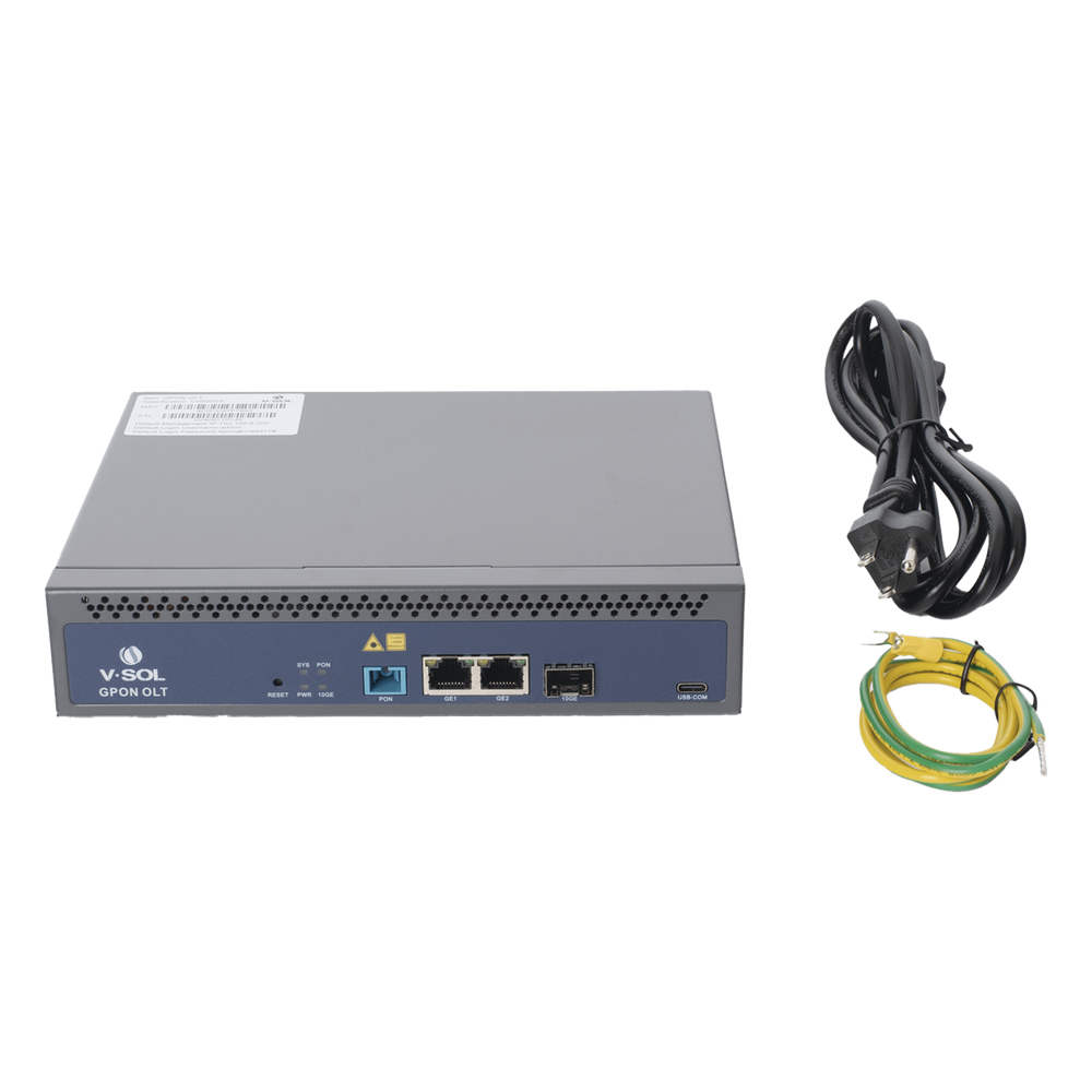 OLT de 1 puerto GPON SC/UPC + 3 puertos Uplink (2 puertos Gigabit Ethernet + 1 puerto SFP/SFP+), Fuente de alimentación redundante AC/DC , hasta 128