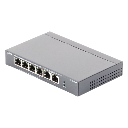 Switch PoE no Administrable de escritorio / 6 puertos 10/100 Mbps / 4 puertos PoE af/at / Presupuesto 67 W / Modo Extensor hasta 250 m / Calidad