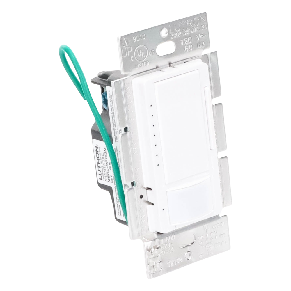 Atenuador de pared con sensor de ocupación y vacancia Maestro, 120 V, 600 W incandescente/halógeno y 150 W LED/CFL regulables, unipolar o