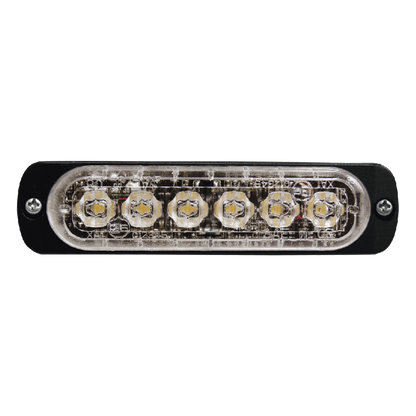 Luz Auxiliar de 6 LED, Rojo, Lente Transparente, SAE