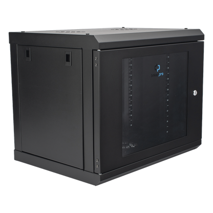 Gabinete de Pared con Puerta de Cristal Templado, 455 mm de Profundidad, 9U Rack de 19'', Acero Reforzado