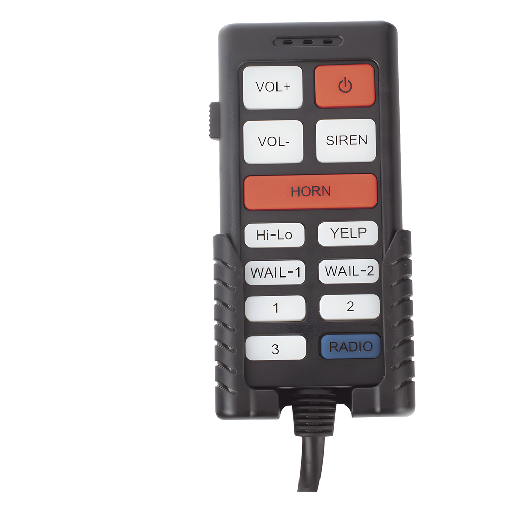 Sirena Vehicular de 100W de Potencia, Con Controlador Unimando Para Tonos, Control de 3 Salidas Auxiliares, Microfono e Interconexión a Radio