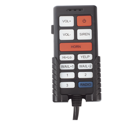 Sirena Vehicular de 100W de Potencia, Con Controlador Unimando Para Tonos, Control de 3 Salidas Auxiliares, Microfono e Interconexión a Radio
