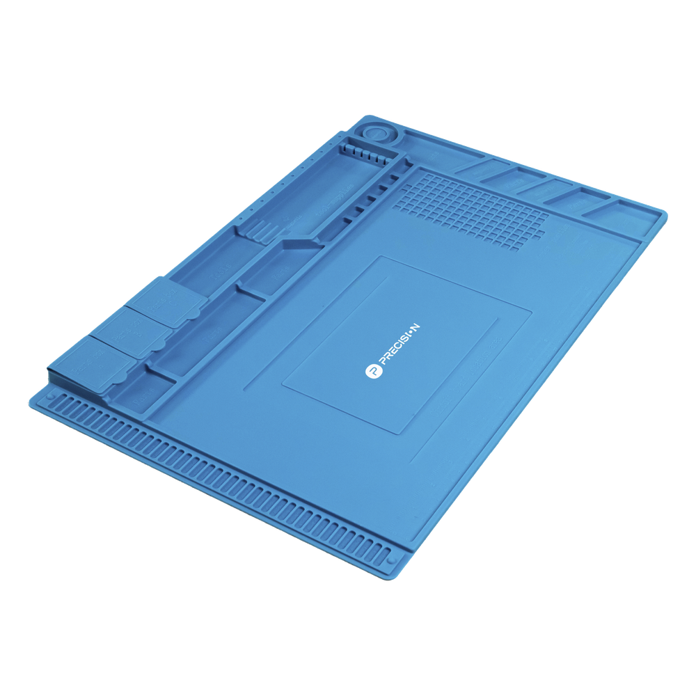 Tapete de silicona de 45 x 30 cm, resistente al calor con áreas magnéticas y de almacenamiento de componentes, ideal para la reparación de equipos y