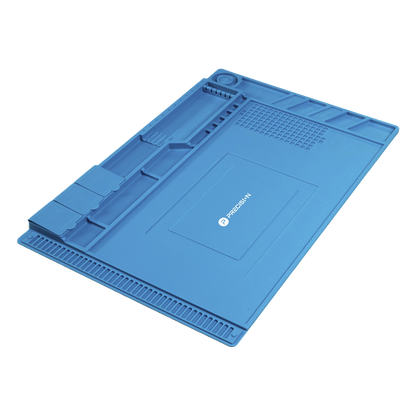 Tapete de silicona de 45 x 30 cm, resistente al calor con áreas magnéticas y de almacenamiento de componentes, ideal para la reparación de equipos y