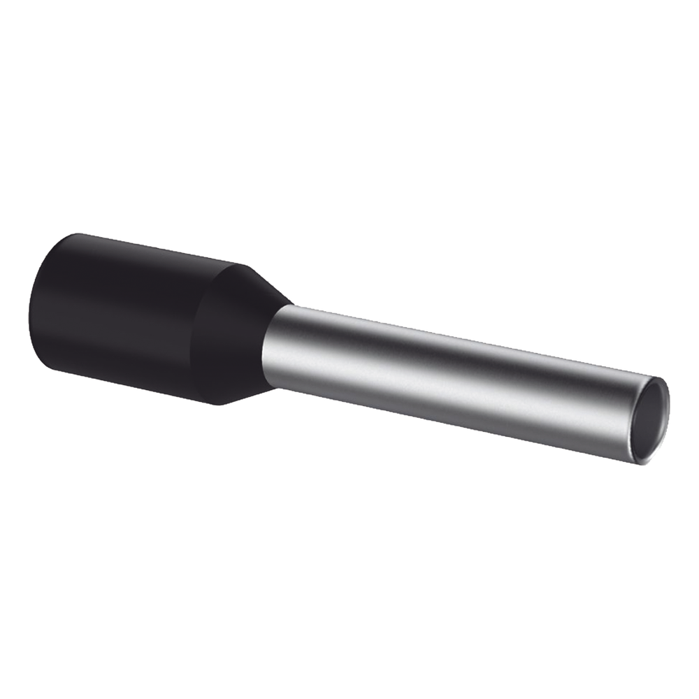 Ferrule Aislado PAN-TERM para Cable 16 AWG, Largo 16.5mm, DIN Color Negro. Paquete 500 Piezas