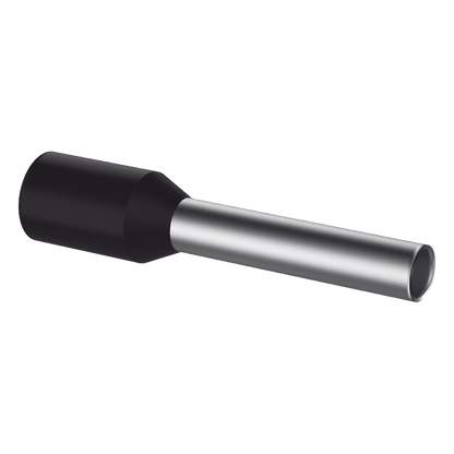 Ferrule Aislado PAN-TERM para Cable 16 AWG, Largo 16.5mm, DIN Color Negro. Paquete 500 Piezas