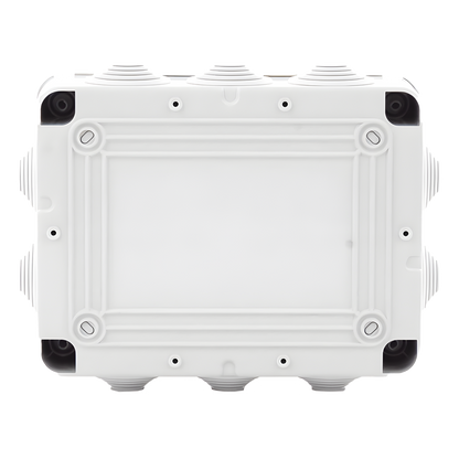 Caja de derivación de PVC Auto-extinguible con 10 entradas, tapa atornillada, 190 x 140 x 70 MM, Para Exterior (IP55)