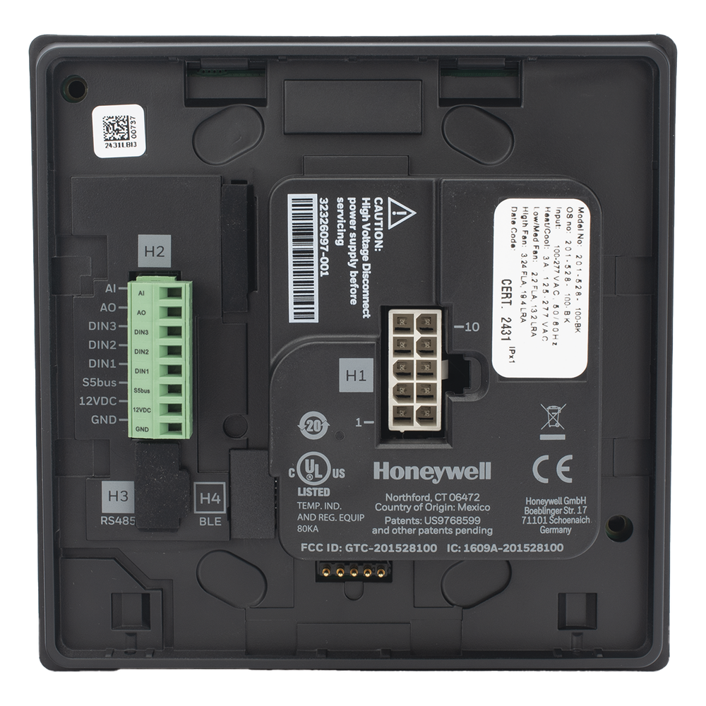 INNCOM e7 EMS / Termostato de Gestión Energética / 100-277 VAC / FCU 2 y 4 Tubos / BACnet MS/TP y Wi-Fi / Sensor PIR / Ónix Negro