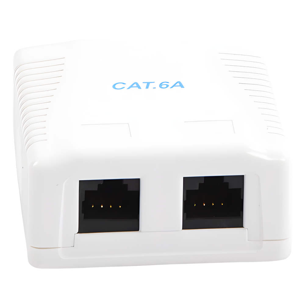 Caja de Pared con 2 Puertos, Incluye 2 Jacks UTP Cat6A