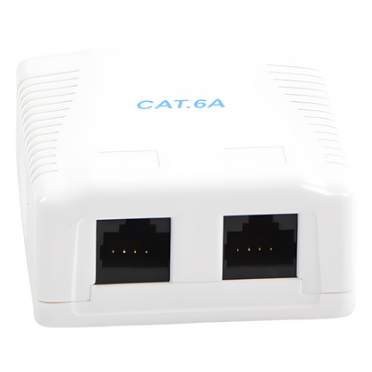 Caja de Pared con 2 Puertos, Incluye 2 Jacks UTP Cat6A