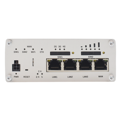 Router Industrial LTE 4.5G Cat 6 / 300 Mbps / WiFi 5 Dual Band / 4 Puertos Gigabit / Doble SIM / GNSS / PoE