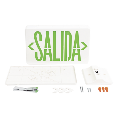 Letrero LED de Emergencia SALIDA / Voltaje Dual 120/240 VAC / Montaje Universal / Batería Ni-Cd Incluida
