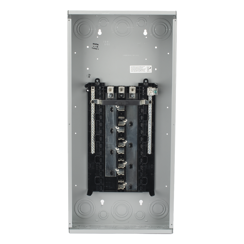 Centro de carga trifásico 3 Fases, 4 Hilos para interruptores QP, de 24 polos - 42 circuitos, 120/240vca, Barras de aluminio 200 Amp, Nema 1, uso