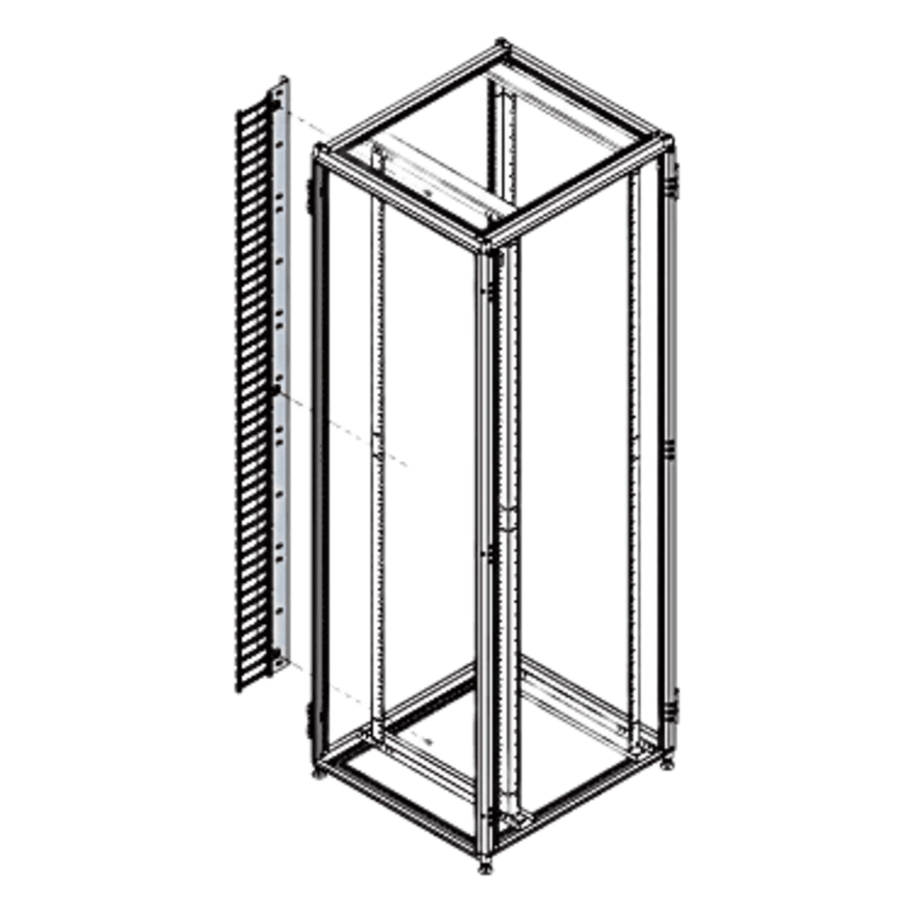 Organizador Vertical de Cables para Rack 45 UR (79 in) / Acero Negro RAL 9005 / Sección 95x208 mm (3.7x8.2 in) / Capacidad 726 Cables / Dedos cada