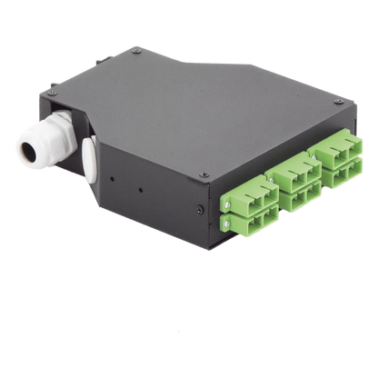 Distribuidor de Fibra Óptica para Riel Din, 6 Acopladores SC/APC Duplex Monomodo con Charola de Empalme