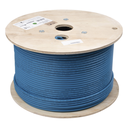 Bobina de Cable Blindado F/UTP de 4 Pares, Z-MAX, Cat6A, Soporte de Aplicaciones 10GBase-T, CMR (Riser), Color Azul, 305 Metros (1000 Pies)