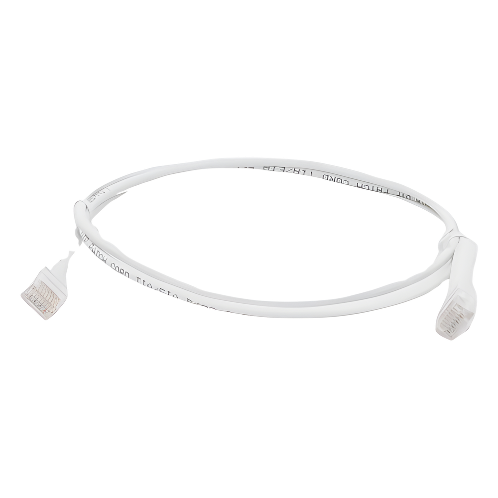 Mini Patch Cord Cat6 Ultra Slim 1 Metro (3.28 Pies) Blanco ? Ahorra Espacio sin Organizadores, con Bota Flexible