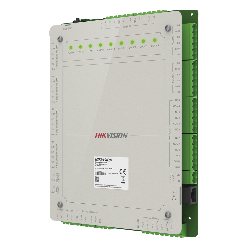 Controlador de Acceso 4 Puertas Administrable en la Nube con Hik-Connect Teams / Interfaz Web / 8 Lectores de Huella o Tarjeta / 100,000 Tarjetas