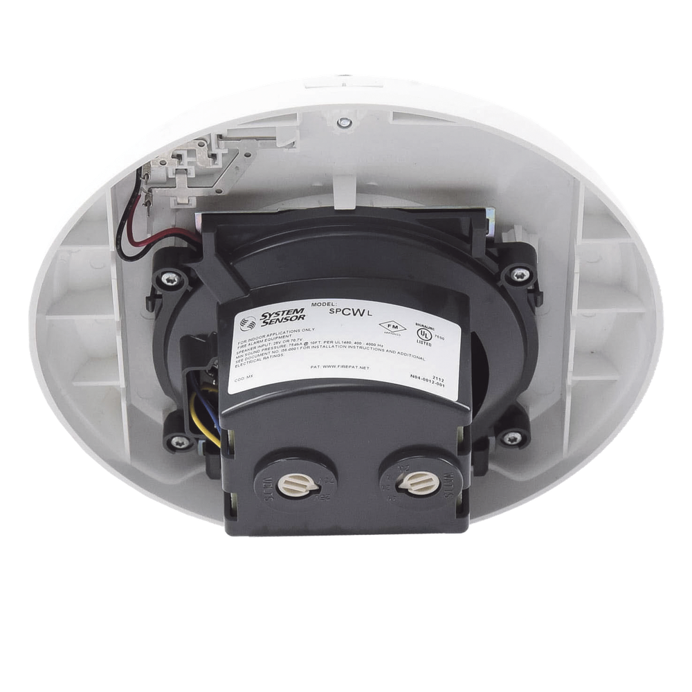 Bocina de techo para evacuación por voz, doble voltaje 25/70.7 V, sin estrobo, color blanco, Serie L System Sensor