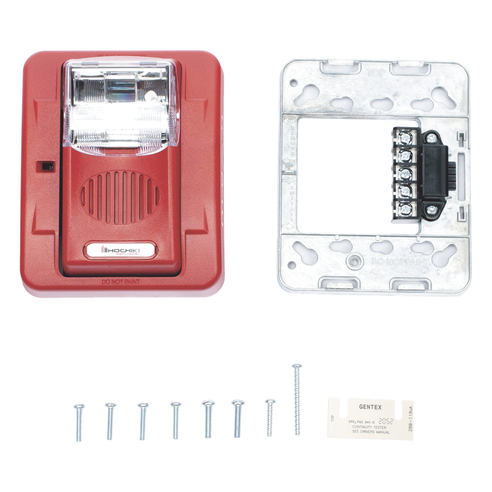 Sirena Estrobo, 24 Vcd, Multi-Candela 15 hasta 110 cd, Montaje En Pared, Color Rojo, Serie HEC3 (0500-06020), Hochiki