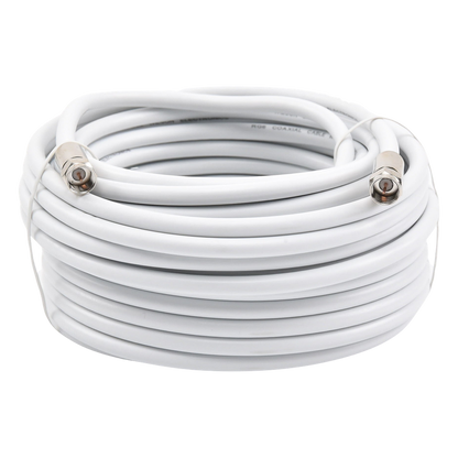 Jumper Coaxial con Cable Tipo RG-6 en Color Blanco de 15.24 Metros (50 Pies) de Longitud y Conectores F Macho en Ambos Extremos. 75 Ohm de Impedancia