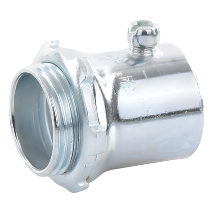 Conector 1" (25mm) pared delgada con tornillo tipo americano galvanizado etiqueta verde