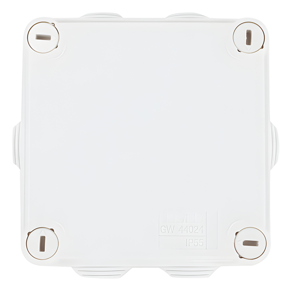Caja Estanca de PVC Para Derivación y Conexión, 6 Entradas, Tapa con Tornillo de 1/4" de Vuelta, 100x100x50 mm (Área Interna), Uso Exterior IP55