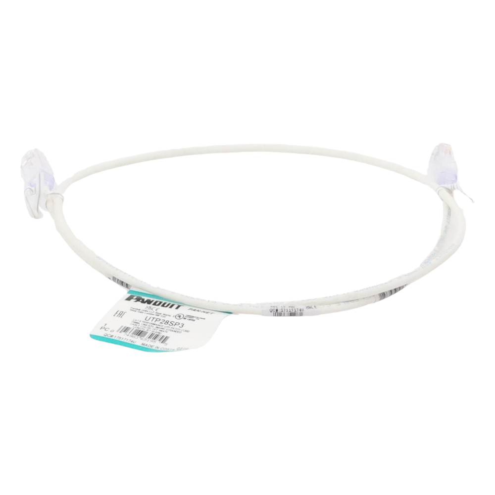 Cable de Parcheo TX6, UTP Cat6, Diámetro Reducido (28AWG), Color Blanco Mate, 0.91 Metros (3 Pies)