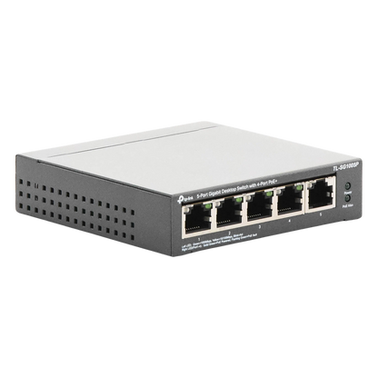 Switch Escritorio No Administrable de 5 puertos 10/100/1000 Mbps / Con 4 puertos PoE 802.3af/at de hasta 65 W / PoE Extendido hasta 250 metros