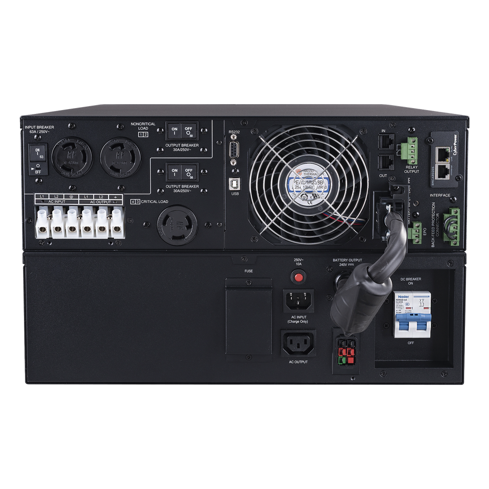UPS de 8000 VA/ 8000 W, Online Doble Conversión, 200 - 240 Vac de Salida, Terminal Hardwired, Onda Senoidal Pura, Torre o Rack de 6 UR, Con 3 Tomas