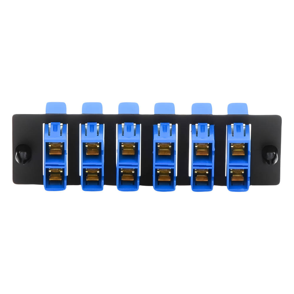 Placa Acopladora de Fibra Optica FAP, Con 6 Conectores SC Duplex (12 Fibras), Para Fibra Monomodo OS1/OS2, Color Azul