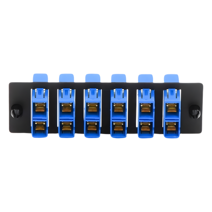 Placa Acopladora de Fibra Optica FAP, Con 6 Conectores SC Duplex (12 Fibras), Para Fibra Monomodo OS1/OS2, Color Azul