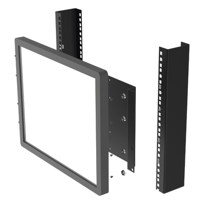Montaje para Monitor VESA 75x75 hasta 200x200. Compatible con rack 19" 5U.