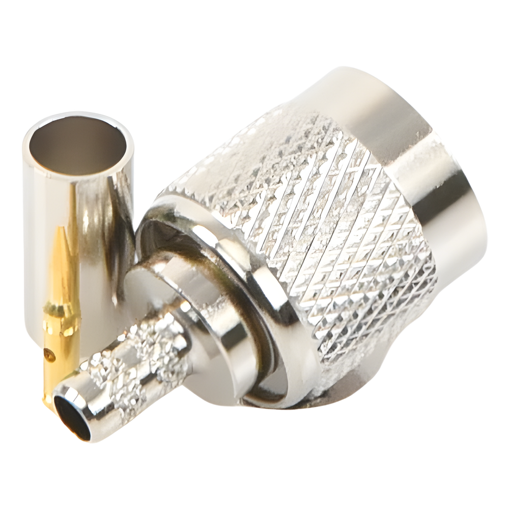 Conector TNC Macho de Anillo Plegable para Cables RG-58/U, LMR-195, Níquel/ Oro/ Delrin