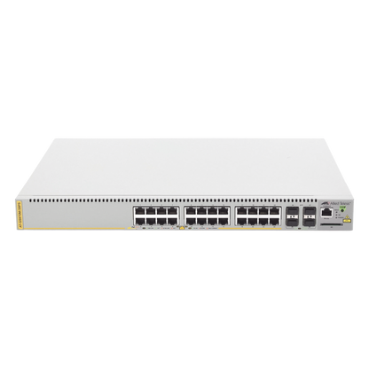 Switch PoE+ Administrable CentreCOM GS970M, Capa 3 de 24 Puertos 10/100/1000 Mbps + 4 SFP Gigabit, 370 W