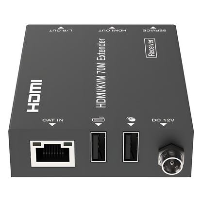 Kit Extensor HDMI con KVM | 70m | 4K2K@60Hz | 4:4:4 | HDMI2.0b y HDCP 2.2 | Salida de Audio 3.5mm | Admite PoC | Admite USB 1.1