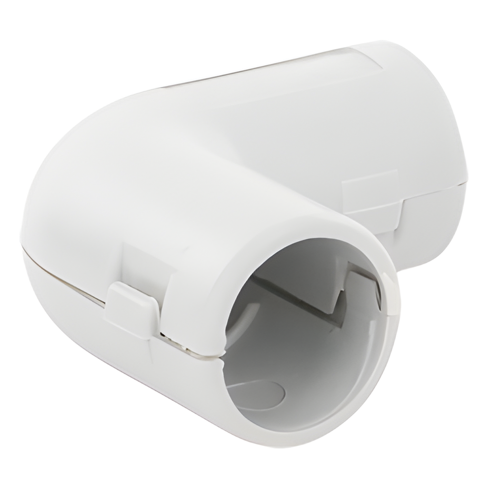 Unión en "L" (Codo) para tubería rígida, recomendado para cable eléctrico, PVC Auto-extinguible, de 16 mm