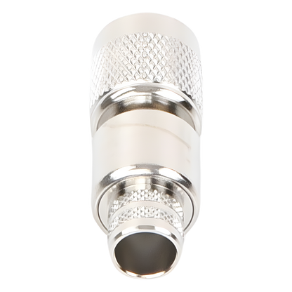 Conector TNC Macho Inverso, Anillo Plegable para ensamblar en cables RG-8/U, LMR-400, Níquel, Oro, Teflón
