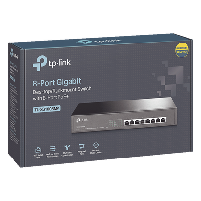 Switch Gigabit PoE+ no administrable de 8 puertos 10/100/1000 Mbps, para escritorio