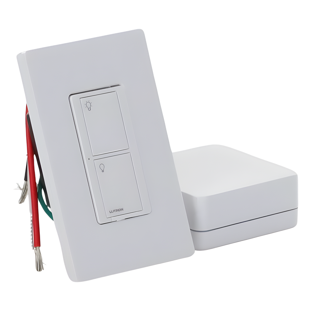 Kit de inicio Caseta Wireless con hub Smart Bridge, interruptor on/off inteligente de 5 A con neutro y placa Claro, control por app y asistentes de
