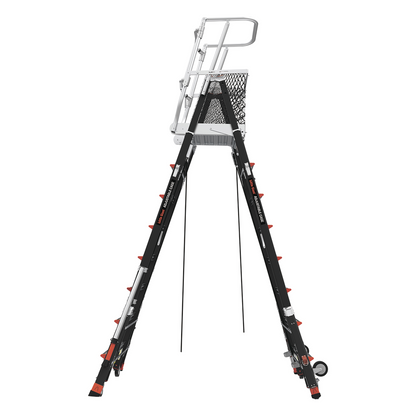 Escalera de Fibra de Vidrio con Jaula de 8'-14' (2.44 - 4.27 m). Con Ajuste en Ruedas (RATCHET™ Leveler) (SKU:18515-817).