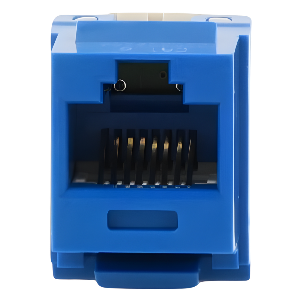Conector Jack Estilo 110 (de Impacto), Tipo Keystone, Categoría 6, de 8 Posiciones y 8 Cables, Color Azul