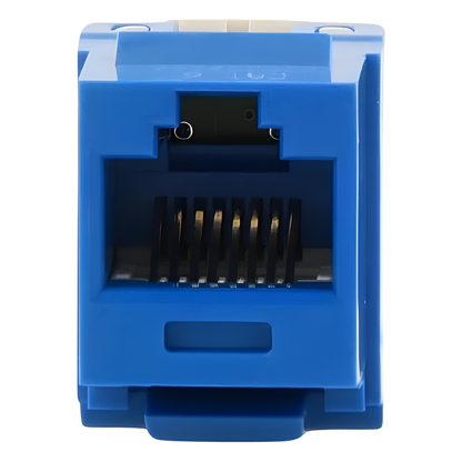 Conector Jack Estilo 110 (de Impacto), Tipo Keystone, Categoría 6, de 8 Posiciones y 8 Cables, Color Azul