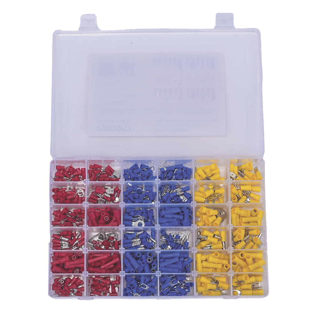 Juego de 580 pzas. Terminales Variadas con Forro y Caja de Almacenamiento