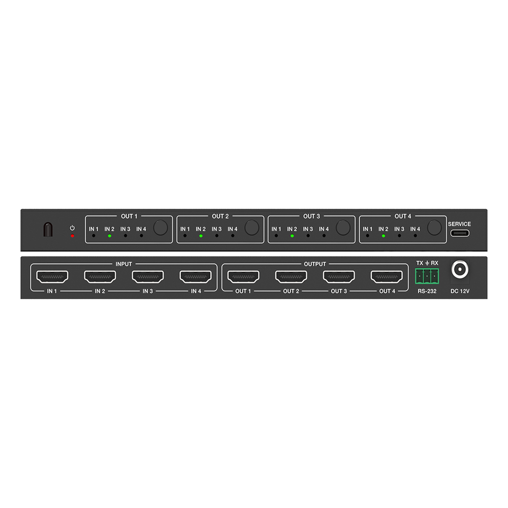 Matriz de Video HDMI 4x4 | Ancho de Banda 10.2 Gbps | Resolución 4K@30Hz | Escalado a 1080P, 720P, 1920x1200, 4K30 | Modos Matriz y Video Wall |