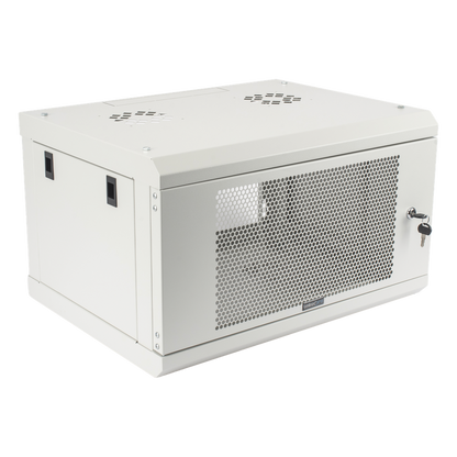Gabinete de Pared de 6U con Puerta Perforada, 455 mm de Profundidad Total, Rack de 19'', Acero Reforzado Color Blanco